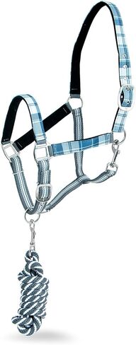 Jeffers Poplar Head Horse Halter and Lead Rope Set, Full Size – Fleece Lined Padded Nylon Adjustable Halter for Horses – Equestrian Training Tack Gear for Riding, Trail, Ranch, or Stable Use in Kuwait