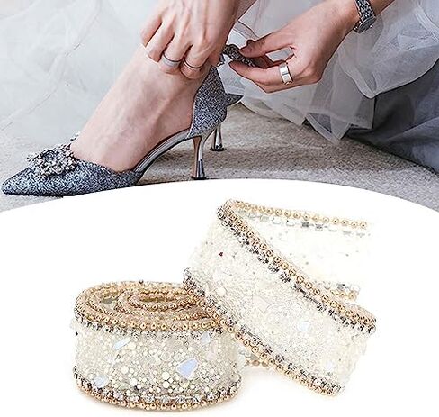 50 x 2.5cm Crystal Rhinestone Ribbon, Hotfix Ribbon Beaded Trim Colorful Artificial Stone Iron On Applique Chain for DIY Wedding Bridal Dress Phone Decor (#1) in Saudi Arabia