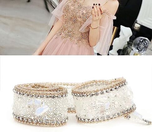 50 x 2.5cm Crystal Rhinestone Ribbon, Hotfix Ribbon Beaded Trim Colorful Artificial Stone Iron On Applique Chain for DIY Wedding Bridal Dress Phone Decor (#1) in Saudi Arabia