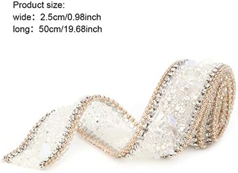 50 x 2.5cm Crystal Rhinestone Ribbon, Hotfix Ribbon Beaded Trim Colorful Artificial Stone Iron On Applique Chain for DIY Wedding Bridal Dress Phone Decor (#1) in Saudi Arabia
