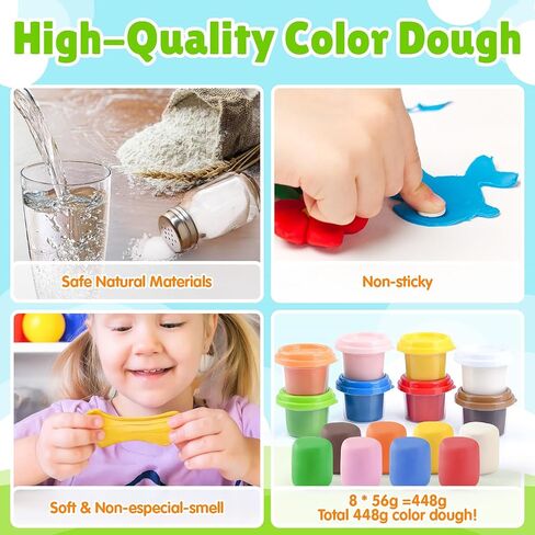 2 in 1 Color Dough Sets for Kids Ages 2-4-8, Kitchen Creations Ice Cream Pizza Maker Machine, Art Crafts Play Food Toys for 3 Year Old Girls Boys and Up, 8 Cans of Modeling Compound Dough,2 oz Cans in Saudi Arabia