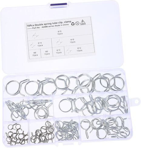 Homoyoyo 70pcs Dual Wire Spring Hose Clamps Line Tube Fasteners for Automotive Motorcycle and Plumbing Applications Construction Leak Prevention in Saudi Arabia