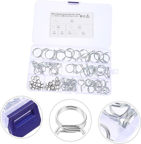 Homoyoyo 70pcs Dual Wire Spring Hose Clamps Line Tube Fasteners for Automotive Motorcycle and Plumbing Applications Construction Leak Prevention in Saudi Arabia