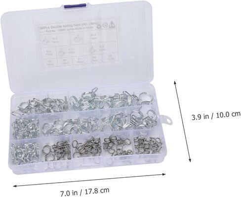 Lifekome 150pcs مخطوط خرطوم مزدوج سلك النابض مجموعة مشبك أنبوب ثقيل لمقاطع خرطوم قابلة للتعديل ماء وموثوقة ومتوافقة مع أحجام أنابيب متوافقة (φ5-φ14) in Saudi Arabia