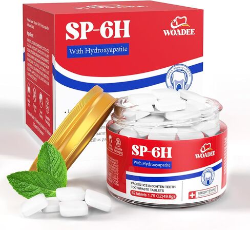 أقراص معجون الأسنان SP-6 SP-6-إصلاح المينا المذكر ، تبييض خالي من الفلورايد ، علامات تبويب السفر الطازجة (62 عدد) in Saudi Arabia