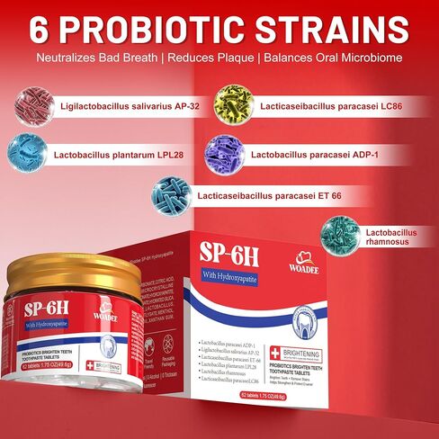 أقراص معجون الأسنان SP-6 SP-6-إصلاح المينا المذكر ، تبييض خالي من الفلورايد ، علامات تبويب السفر الطازجة (62 عدد) in Saudi Arabia