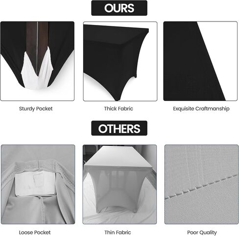 Utopia Kitchen 6FT Spandex Tablecloth [2 Pack, Black] 200 GSM Stretch, Fitted, Washable and Wrinkle Resistant Table Cloth Rectangle Cover for Trade Shows, Wedding, Parties [72Lx30Wx30H Inch] in Saudi Arabia