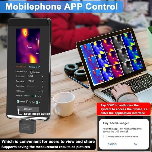 TIOP02 محمولة الأشعة تحت الحمراء كاميرا التصوير الحراري IR IROMER USB Type-C للهاتف Android ، -20 ℃ -1000 ℃ ، 32 × 32 دقة in Saudi Arabia