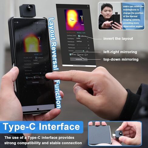 TIOP02 محمولة الأشعة تحت الحمراء كاميرا التصوير الحراري IR IROMER USB Type-C للهاتف Android ، -20 ℃ -1000 ℃ ، 32 × 32 دقة in Saudi Arabia