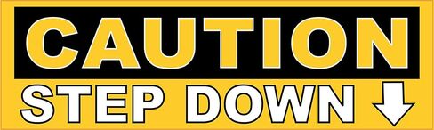 StickerTalk Caution Step Down Vinyl Sticker, 10 inches by 3 inches in Saudi Arabia