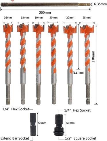 9pcs 16-25mm الحفر الخشبية مجموعة بت مجموعة فتحة فتحة منشار الافتتاحية أداة 16 مم/18 مم/19 مم/20 مم/22 مم/25 ملم in Saudi Arabia