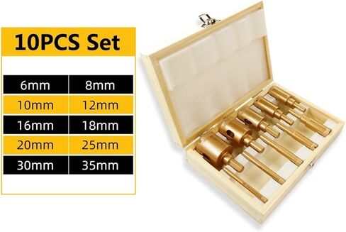 Diamond Drill Bit 6-35mm Brazed Core Hole Saw Performance Hollow Hole Cutter for Glass/Tile/Granite/Marble/Porcelain(12PCS 6-35MM) in Saudi Arabia