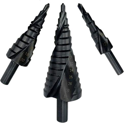 3pcs المخروط المخروطي المخروط دوامة بتات مجموعة المثلث المعدني أدوات طاقة ثقب هول أدوات 4-12/20/32mm in Saudi Arabia
