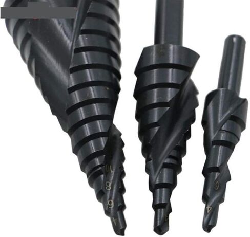 3pcs المخروط المخروطي المخروط دوامة بتات مجموعة المثلث المعدني أدوات طاقة ثقب هول أدوات 4-12/20/32mm in Saudi Arabia
