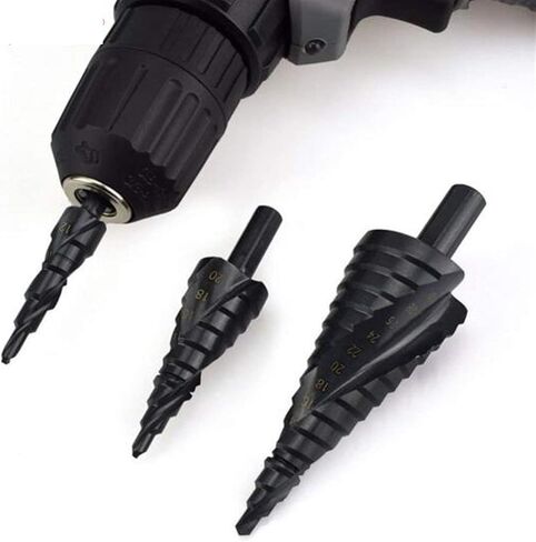 3pcs المخروط المخروطي المخروط دوامة بتات مجموعة المثلث المعدني أدوات طاقة ثقب هول أدوات 4-12/20/32mm in Saudi Arabia
