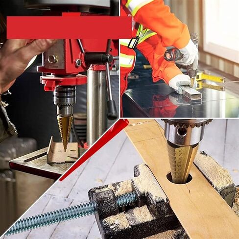 3PCS Step Drill Bits Set Metric Spiral Flute The Pagoda Shape Hole 4-12/20/32mm Steel Cone Drill Bit Set in Saudi Arabia