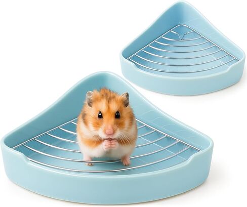 Eccliy Corramic Corner Box Box Box Triangle Potty Pet Pet for Hamster و Ginea Pig و Sugar Wlider و Hedgehog و Syrian Hamster و Chinchilla و Gerbil و Ferret (Sky Blue) in Kuwait
