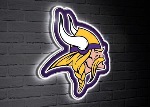 Team Sports America NFL Minnesota Vikings Ultra-shin-LED LED Sign Sign Décor | مرخص رسميا | 23 بوصة التميمة شعار على شكل علامة الجدار | صنع في الولايات المتحدة in Saudi Arabia