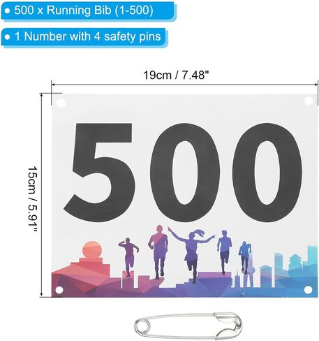 Patikil Tearproof Running Bib Numbers 7 × 4 بوصة ، 201-300 أرقام منافس السباق المقاوم للماء مع دبوس أمان للمسابقة الرياضية الماراثون ، العداء ، متعدد الألوان in Saudi Arabia
