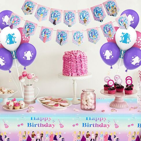 172pcs Birthday Party Decorations Plates,Music star Party Supplies Include 40x Plates, 40x Napkins, 20x forks, 21x cake plugin,18x balloon,1x Tablecloth, 1x backdrop, 1x Banner Serves 20 Guests in Saudi Arabia