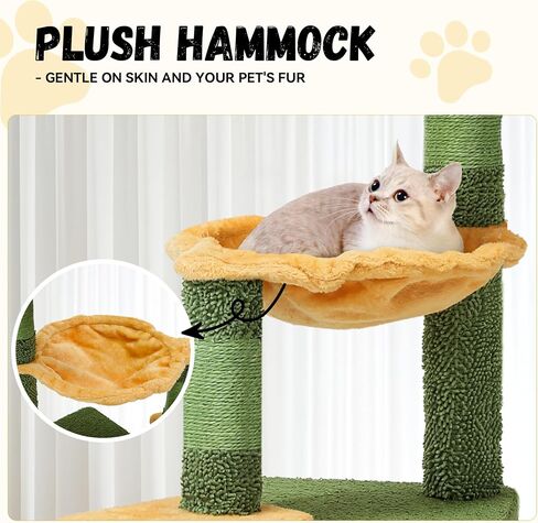 DWVO Cactus Cat Tree for Large Cats: 60" Tall with Self-Grooming Brush, Cute Kitten Climbing Tower for Indoor Kittens with Cat Condo, Top Perch, Basktet, Sisal Scratching Posts, Dangling Ball in Saudi Arabia
