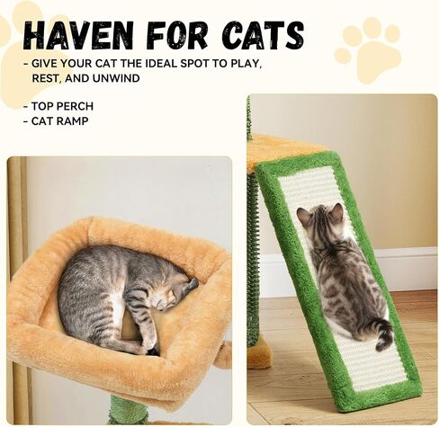 DWVO Cactus Cat Tree for Large Cats: 60" Tall with Self-Grooming Brush, Cute Kitten Climbing Tower for Indoor Kittens with Cat Condo, Top Perch, Basktet, Sisal Scratching Posts, Dangling Ball in Saudi Arabia