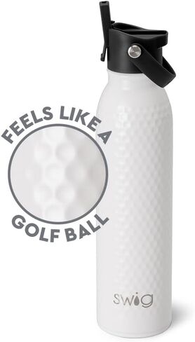 Swig Life 20oz Insulated Water Bottle, Travel Water Bottle with Straw and Lid, Cup Holder Friendly, Stainless Steel (Golf Ball) in Kuwait