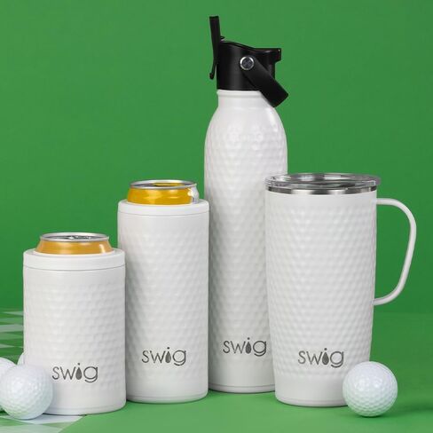 Swig Life 20oz Insulated Water Bottle, Travel Water Bottle with Straw and Lid, Cup Holder Friendly, Stainless Steel (Golf Ball) in Kuwait