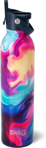 Swig Life 20 أوقية زجاجة ماء معزولة ، زجاجة ماء السفر مع القش والغطاء ، حامل كوب ودود ، من الفولاذ المقاوم للصدأ (كرة غولف) in Kuwait