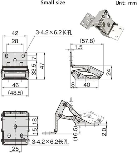 Thickened Hidden Foldable Hinge 304 Stainless 1Pcs(304 SS-Small) in Saudi Arabia