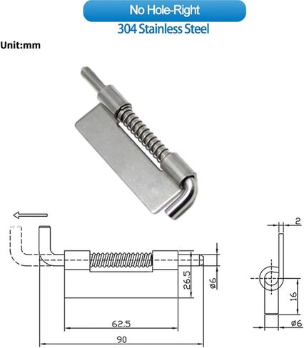 Rotating 180 Degree Spring Hinge 304 Stainless Steel 1Pcs(with Hole-Left) in Saudi Arabia