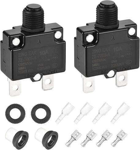 DMiotech 15A Thermal Circuit Breaker 125/250V AC 50V DC 1.8x1.1x0.6 Manual Reset Overload Protector with Quick Connect Terminal and Waterproof Cap for Overload Protection,2Pcs in Saudi Arabia