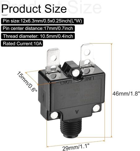 DMiotech 15A Thermal Circuit Breaker 125/250V AC 50V DC 1.8x1.1x0.6 Manual Reset Overload Protector with Quick Connect Terminal and Waterproof Cap for Overload Protection,2Pcs in Saudi Arabia