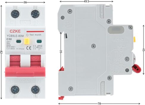 2P 230V RCBO MCB 30MA قاطع الدائرة الحالي المتبقي مع حماية أكثر من التيار وتسرب 6-63A YCB6HLN-63 Plus (32A) in Kuwait