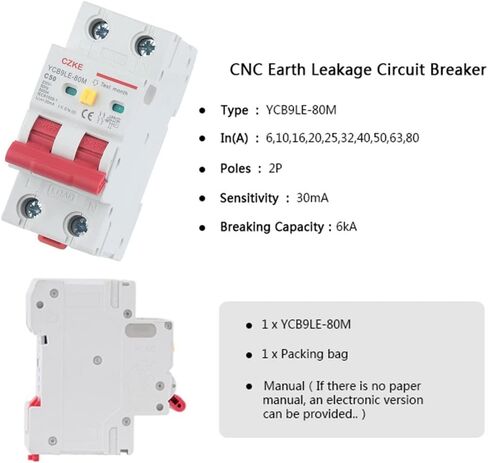 2P 230V RCBO MCB 30MA قاطع الدائرة الحالي المتبقي مع حماية أكثر من التيار وتسرب 6-63A YCB6HLN-63 Plus (32A) in Kuwait