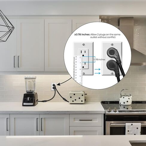 FIRMERST 1875W Flat Plug Extension Cord 3 Feet 14 AWG 15A White, 1 Pack in Kuwait