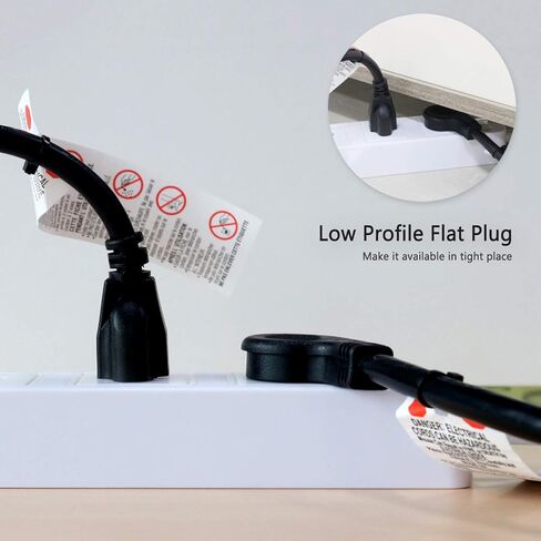 FIRMERST 1875W Flat Plug Extension Cord 3 Feet 14 AWG 15A White, 1 Pack in Kuwait