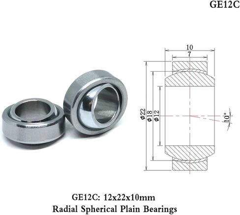 1PCS GE12C 12x22x10 تشتيت ذاتيًا محملًا كرويًا عاديًا 12 * 22 * ​​10 Voron 2.4 3D PINTER PARTS GE5C GE5UK GE5EC (GE12C 12X22X10MM) in Saudi Arabia