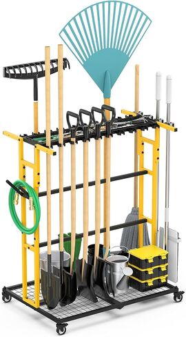 CCCEI GARAGE Organization with Wheels و Outdoor Gargen Yard Shed Tools Cart Carting و Home Storage to Cleaning Supplies Worderizer و Broom Holder و Rake و Rake ، وأدوات الزراعة والزراعة الطويلة. in Kuwait