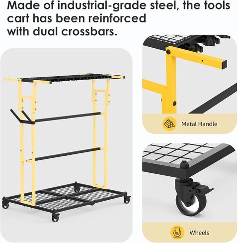 CCCEI GARAGE Organization with Wheels و Outdoor Gargen Yard Shed Tools Cart Carting و Home Storage to Cleaning Supplies Worderizer و Broom Holder و Rake و Rake ، وأدوات الزراعة والزراعة الطويلة. in Kuwait
