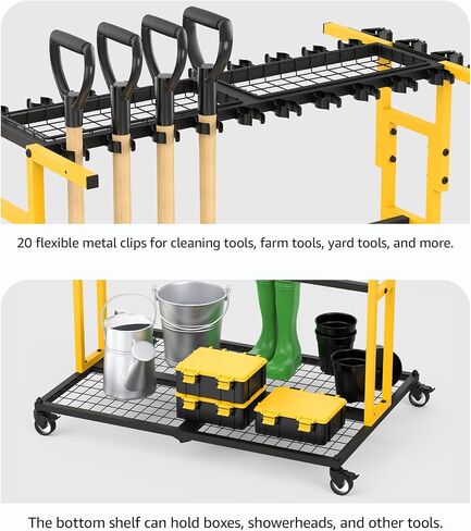 CCCEI GARAGE Organization with Wheels و Outdoor Gargen Yard Shed Tools Cart Carting و Home Storage to Cleaning Supplies Worderizer و Broom Holder و Rake و Rake ، وأدوات الزراعة والزراعة الطويلة. in Kuwait