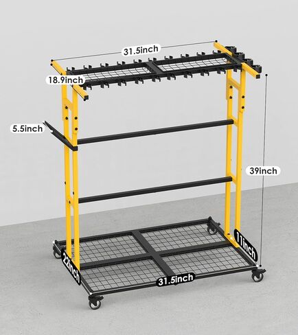 CCCEI GARAGE Organization with Wheels و Outdoor Gargen Yard Shed Tools Cart Carting و Home Storage to Cleaning Supplies Worderizer و Broom Holder و Rake و Rake ، وأدوات الزراعة والزراعة الطويلة. in Kuwait