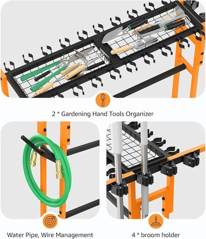 CCCEI GARAGE Organization with Wheels و Outdoor Gargen Yard Shed Tools Cart Carting و Home Storage to Cleaning Supplies Worderizer و Broom Holder و Rake و Rake ، وأدوات الزراعة والزراعة الطويلة. in Kuwait