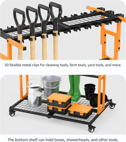 CCCEI GARAGE Organization with Wheels و Outdoor Gargen Yard Shed Tools Cart Carting و Home Storage to Cleaning Supplies Worderizer و Broom Holder و Rake و Rake ، وأدوات الزراعة والزراعة الطويلة. in Kuwait