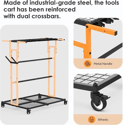 CCCEI GARAGE Organization with Wheels و Outdoor Gargen Yard Shed Tools Cart Carting و Home Storage to Cleaning Supplies Worderizer و Broom Holder و Rake و Rake ، وأدوات الزراعة والزراعة الطويلة. in Kuwait