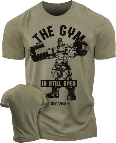 Gymisjh Lifestyle Gym Still Open Workout Shirt for Men, Gym Motivational T-Shirt in Saudi Arabia