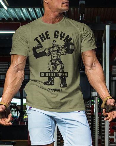 Gymisjh Lifestyle Gym Still Open Workout Shirt for Men, Gym Motivational T-Shirt in Saudi Arabia