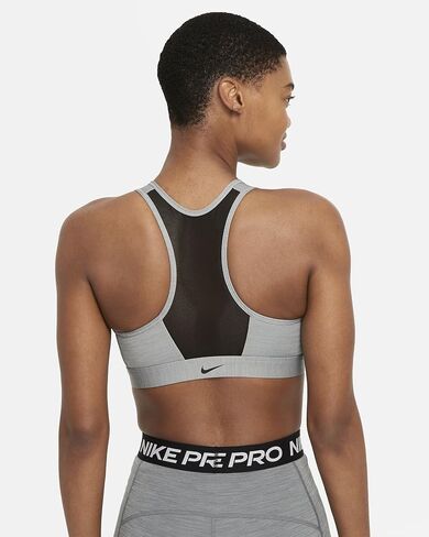Nike Dri-Fit Swoosh للسيدات المتوسطة الدعم المبطنة الرمز البريدي الصدرية (AS1 ، Alpha ، X_S ، S ، العادية ، العادية ، الرمادي ، XS) in Saudi Arabia