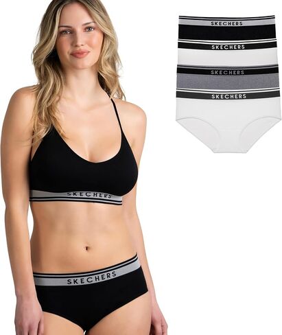 Skechers 4 Pack Womens Undwear, Solid Seamless Panty with Logo, Ropa Interior Sin Costuras, Moisture Wicking in Saudi Arabia