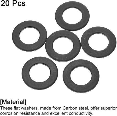 UXCELL 20PCS M20 غسالة مسطحة ، معرف الصلب الكربوني 21 مم × 37 مم OD X 3MM لمسمار الترباس ، إصلاح المصانع ، المطابخ ، المتاجر ، البناء في الهواء الطلق ، الأسود in Saudi Arabia